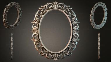 Decorative frames, framing (Oval mirror frames with swirls and floral elements, RMI_001361) 3D models for cnc