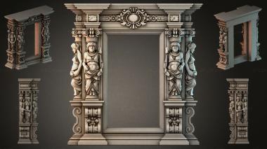 Decorative frames, framing (Architectural portal with carides and ornamental entablature, RMI_001363) 3D models for cnc