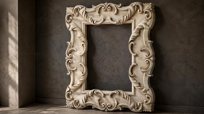 Carved cartouche with volutes and acanthus 3d STL model