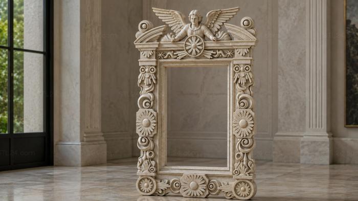 Classic mirror bracket with winged angel and rosettes 3d STL model
