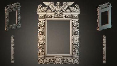 Decorative frames, framing (Classic mirror bracket with winged angel and rosettes, RMI_001366) 3D models for cnc