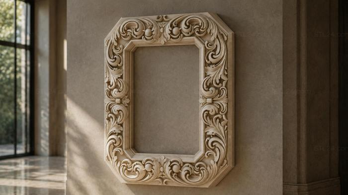 Octagonal frame with acanthus scrolls 3d STL model