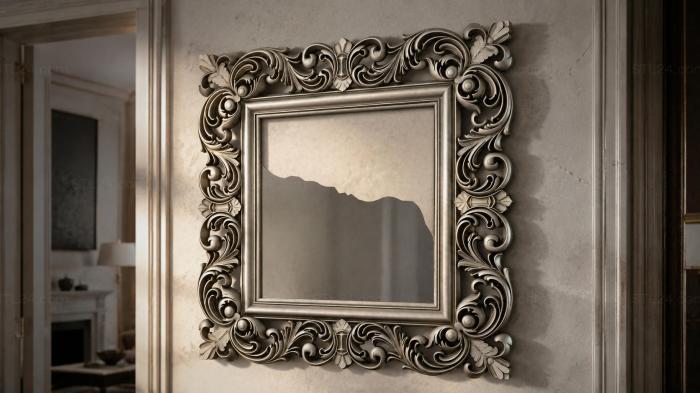Ornamental frame with scrolls and openwork corners 3d STL model