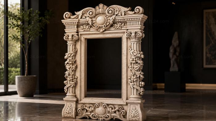 Classic frame with Corinthian columns and volutes 3d STL model