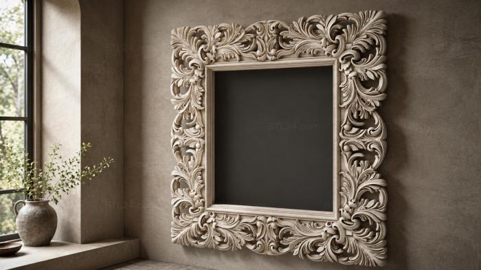 Volumetric frame with acanthus leaves and curls 3d STL model