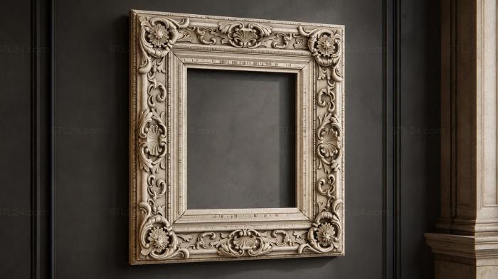 Baroque frame with acanthus leaves and shells 3d STL model