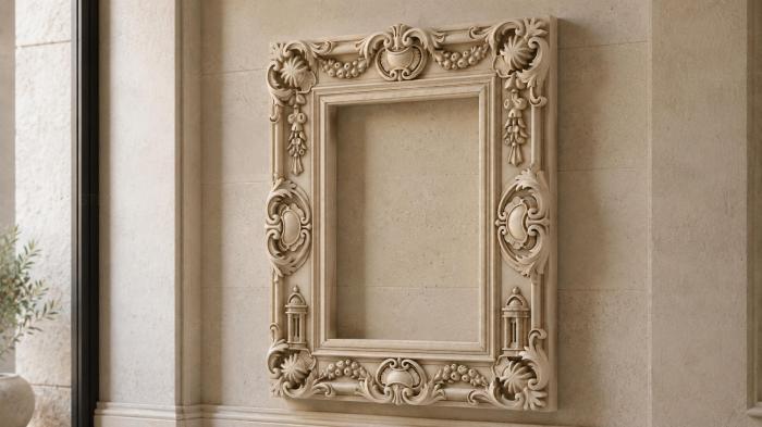 Classic rectangular frame with acanthus scrolls and swags 3d STL model