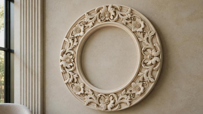 Decorative frames, framing (Round ornament with floral motifs and acanthus leaves, RMI_001381) 3D models for cnc
