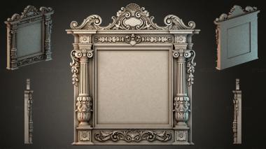 Decorative frames, framing (Classic frame with Corinthian capitals and volute crest, RMI_001386) 3D models for cnc