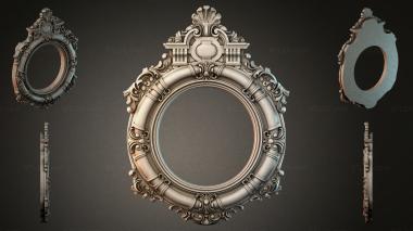 Decorative frames, framing (Oval frame with scrolls and shell, RMI_001388) 3D models for cnc