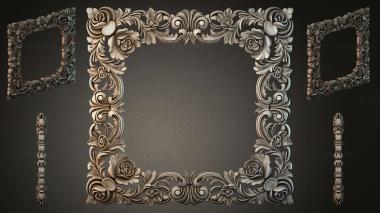 Decorative frames, framing (Baroque ornament with roses and curls for a milling cutter, RMI_001396) 3D models for cnc