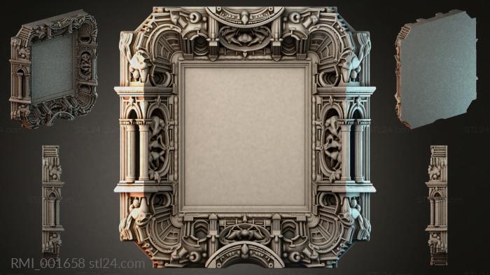 Architectural frame with columns and carved capitals 3d STL model