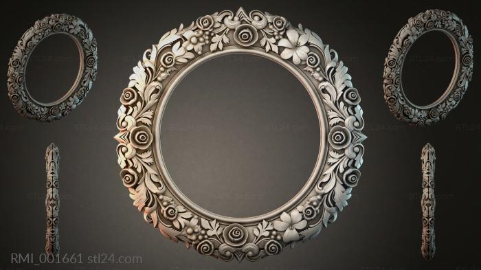 Round mirror with floral carvings and swirls 3d STL model