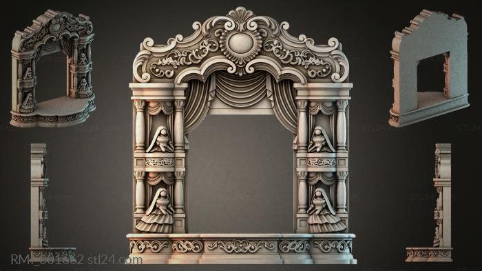 Architectural portal with columns and drapery 3d STL model