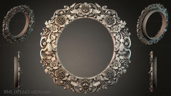 Decorative frames, framing (Round frame with floral and swirl patterns, RMI_001663) 3D models for cnc