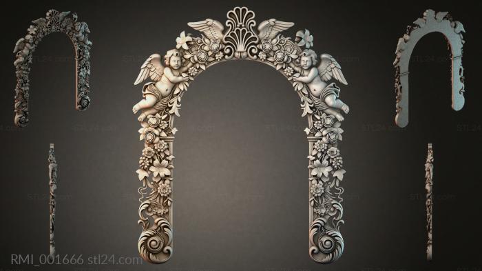 Arched ornaments with putti and flower garlands 3d STL model