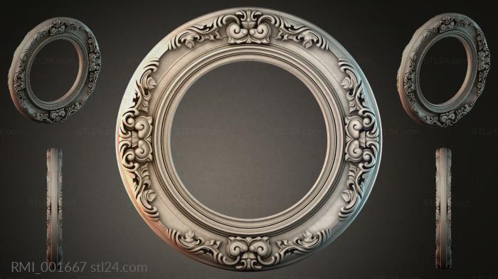 Round frame with floral ornament and vertical moldings 3d STL model
