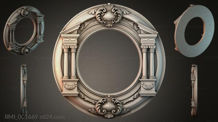 Classic round mirrored portal with columns and acanthus cartouches 3d STL model