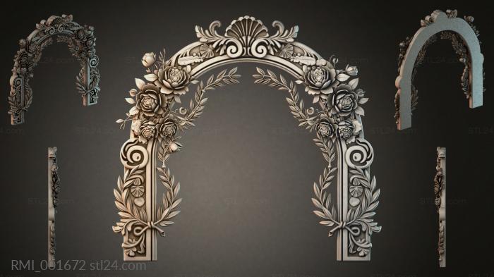 Architectural portal with roses and spirals 3d STL model