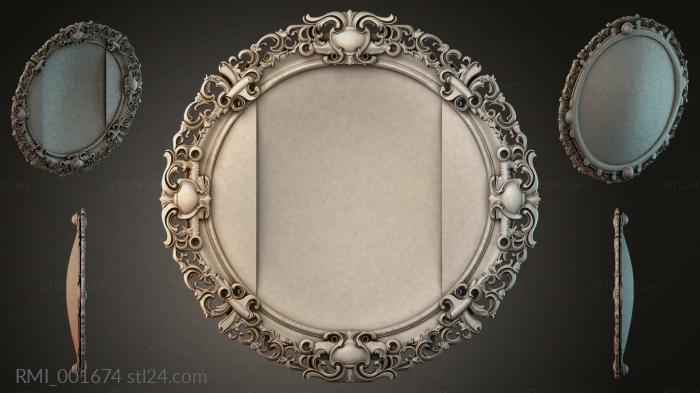 Round frame with volumetric moldings and spiral volutes 3d STL model