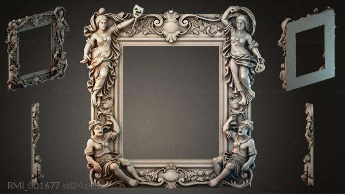 Picture frame with figures of muses and theater masks 3d STL model