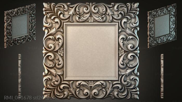 Rectangular frame with volutes and floral elements 3d STL model