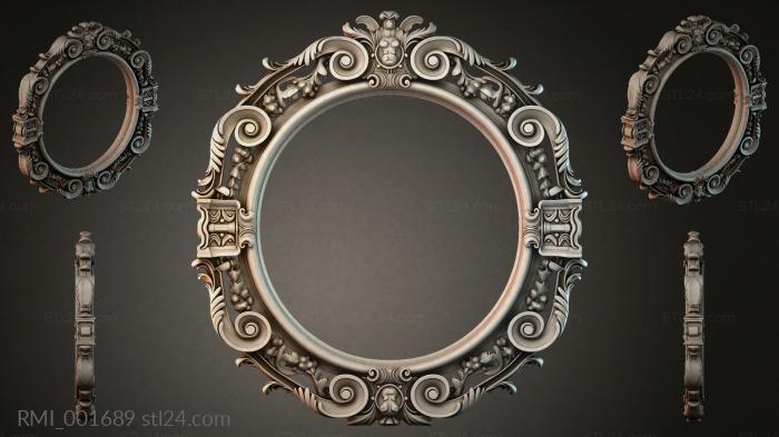 Oval frame with volutes and mascarons in the Baroque style 3d STL model
