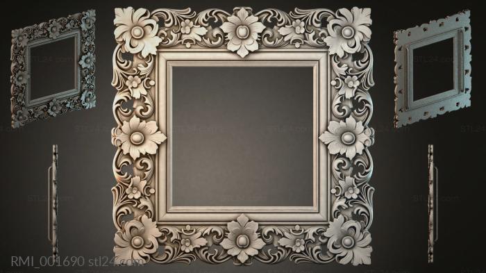 Square frame with floral and swirl patterns 3d STL model