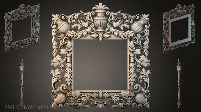 Baroque frame with acanthus, volutes and vase 3d STL model
