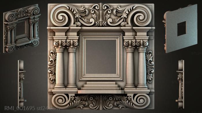 Classical architectural portal with Corinthian columns and spiral ornamentation 3d STL model