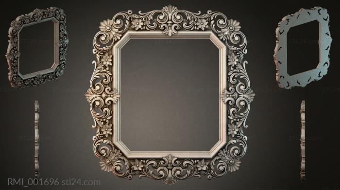 Mirror frame with swirls and floral rosettes 3d STL model