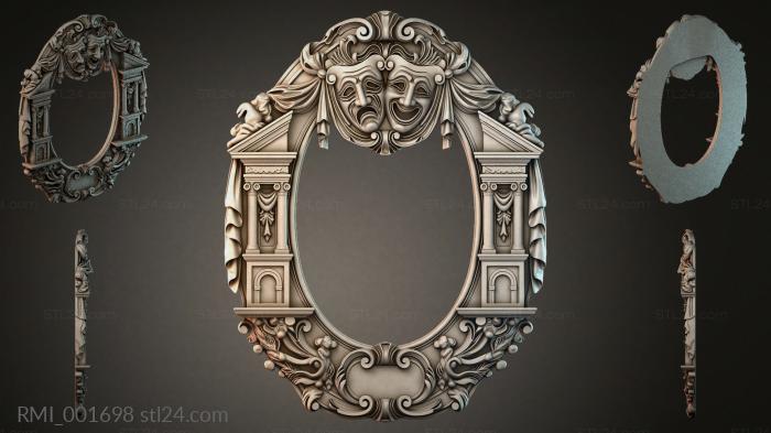 Theatrical mask with oval ornament with columns and curls 3d STL model