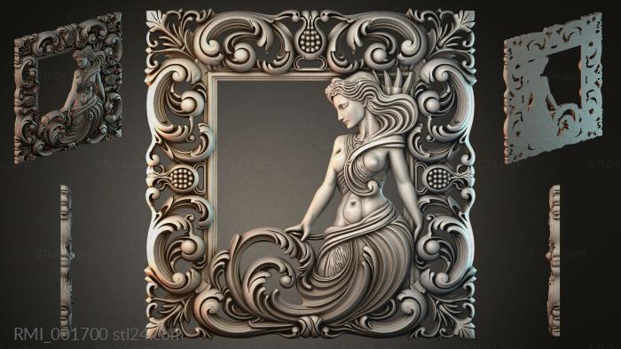 Panel with a seated woman and volutes 3d STL model