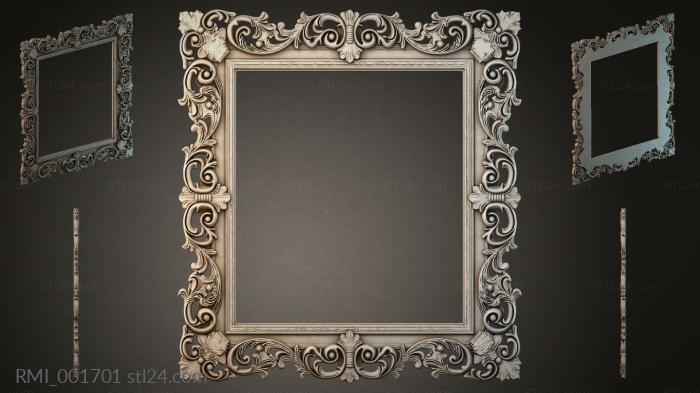 Mirror with an ornate rocaille frame and angular scrolls 3d STL model