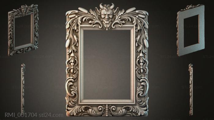 Carved wooden frame with a devil mask 3d STL model