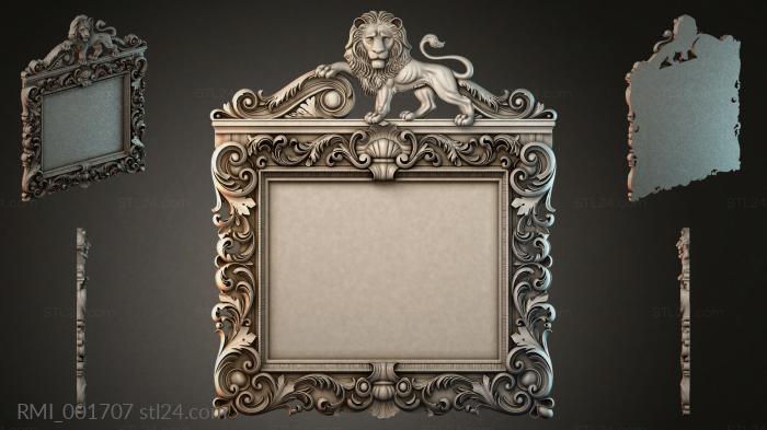 Mirror with a lions head and swirls 3d STL model