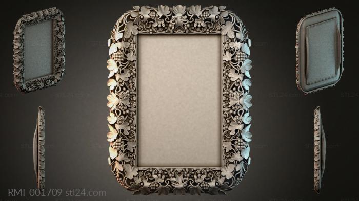 Rectangular frame with floral ornament and bunches of grapes 3d STL model