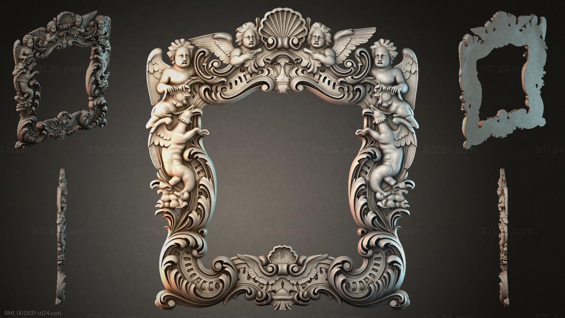 Shell Frame Stl File Decorative frames, framing - Ornamental frame with angels and a shell ...