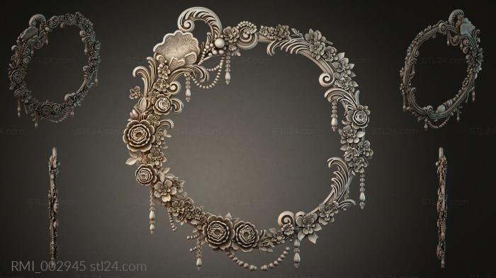 Ornamental frame with roses and pearls for CNC 3d STL model