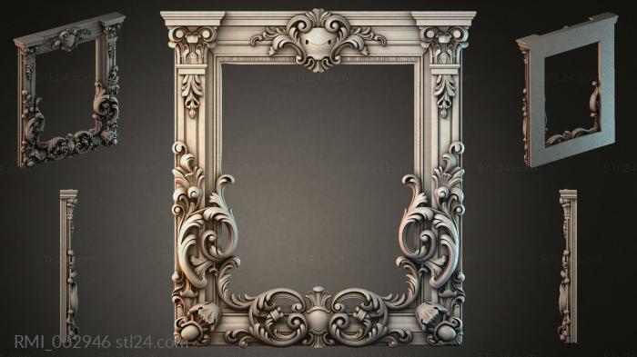 Decorative frames, framing (Mirror frame with acanthus scrolls and cartouche, RMI_002946) 3D models for cnc