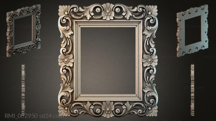 Baroque frame with scrolls and floral rosettes 3d STL model