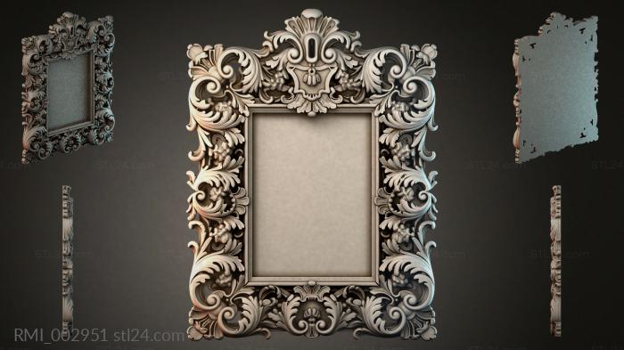 Photo frame with a lush baroque scroll and mascarons 3d STL model
