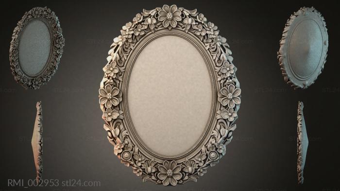 Oval frame with floral pattern 3d STL model