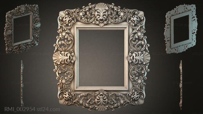 Square frame with climbing acanthus leaves and shells 3d STL model