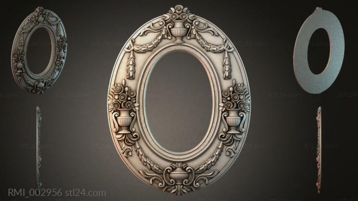 Oval frame with flower urns and garlands 3d STL model