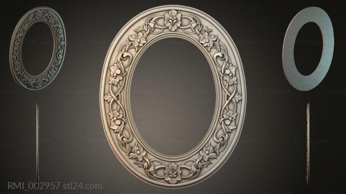 Oval frame with floral pattern 3d STL model