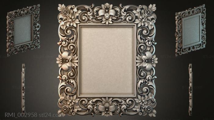 Square frame with carved floral ornament and motifs 3d STL model