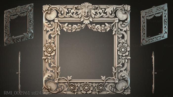 Classic frame with mask and floral pattern 3d STL model