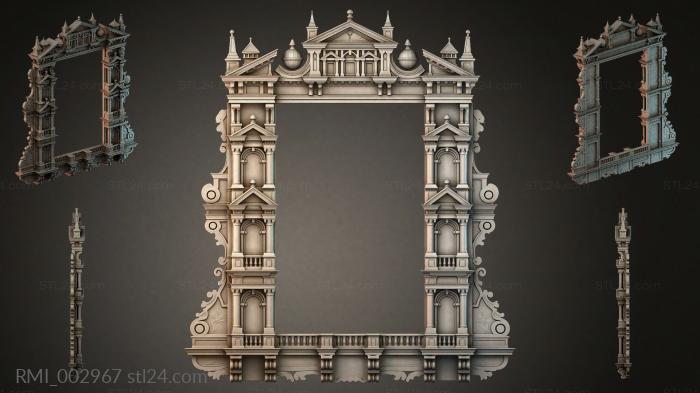 Decorative frames, framing (Classical architectural portal with towers and a dome, RMI_002967) 3D models for cnc