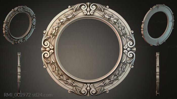 Round mirror frame with volutes and floral ornament 3d STL model